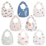 Vicloon Baby Bandana Dribble Bibs, 8 Pcs Baby Teething Infant Bibs, with Snaps, Soft and Absorbent, Baby Drool Bibs, Newborn Bibs for Infant for Unisex Newborn Toddlers Aged 0-36 Months