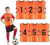 Soccer Scrimmage Practice Vests,6 Pack SprotsTrainingVests,ReversibleNumberedSoccerTeamPennies with Belt,Soccer Pinnies Quick Drying Football Team Jerseys for AdultYouthKids (Orange, M)