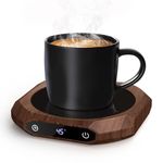 MQUPIN Mug Warmer, Coffee Warmer for Desk with 3 Temperature Settings (55℃/65℃/75℃), Cup Warmer for Tea, Milk with 1-9H Auto-Off, Coffee, Tea and Milk Warmer for Office Home Desk Use(Brown)