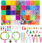 Loom Bracelet Kit,Rubber Bands Bracelet Making Kit for Girls,Elastic Bracelet Making Kit DIY Crafting Toys Loom Bands Bracelet Kit Friendship Craft Kits for Kids