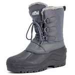 Polar Mens Muck Lace Up Short Nylon Winter Snow Rain Lace Up Waterproof Duck Boots - Grey - UK10/EU44 - YC0338