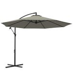 Outsunny 3(m) Garden Banana Parasol Cantilever Umbrella with Crank Handle, 8 Ribs and Cross Base for Outdoor, Hanging Sun Shade, Light Grey
