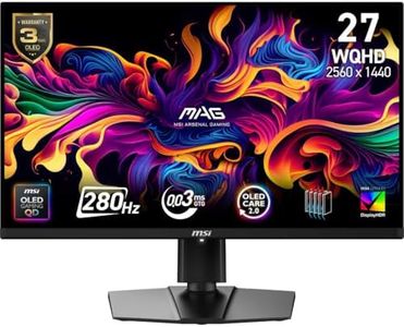 MSI MAG 271QP QD-OLED X28, 27' WQHD (2560 x 1440) Gaming Monitor, 280Hz, 0.03ms GTG, Custom heatsink, HDR True Black 400, MSI OLED Care 2.0, AI Vision, HDMI 2.1 & DP 1.4a, Type-C 15W, Black