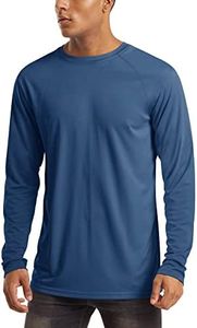 MAGCOMSEN Long Sleeve Shirt for Men UV Protection Shirts Quick Dry Baselayer Shirt Rash Guard for Men Blue Grey,3XL