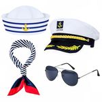 Orgoue Yacht Captain Costume Set, Navy Costume Sailor Costume Accessories with Sailor Hat Captain Hat Sunglasses (4pcs)