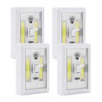 JINSHIN Led Switch Battery Lights, Led Night Light Switch, Switch Light Battery Operated, Battery Powered Lights Switch, Closet Lights, Stick On Light (4pack-White)