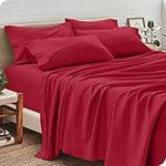 Full Sheet Set - 6 Piece Set - Hotel Luxury Bed Sheets - Ultra Soft - Deep Pockets - Easy Fit - Cooling & Breathable Sheets - No Wrinkles - Cozy - Red - Full Sheets - 6 PC