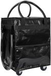 TCOMAKE Reusable Grocery Bag on Wheels (Small-Black), Rolling Shopping Bags with Wheels and Handle, Folding Rolling Tote Trolley, Zipper Cover, Carries Up to 22 LBS, Easy Transportation