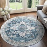 BESTSWEETIE 8ft Round Rugs Washable