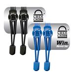 LOCK LACES USA (Elastic No Tie Shoelaces - Pack of 2 Pairs) - Lock Them Once and Break Free from Tying Them All Day! (Black/Royal Blue)