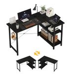 CAIYUN L Shaped Desk 120CM Computer Desk Study Office Desk Gaming Desk Writing Table With Bookshelf Reversible Corner Desk For Home Office Studio Workstation