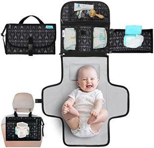 Kopi Baby Portable Diaper Changing Pad - Baby Diaper Changer Travel Bag with Wipes Pocket, Smart Design Portable Changing Mat, Infant Travel Station Kit, Gift for Newborn Girl & Boy - Black Arrows