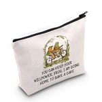 BLUPARK Frog And Toad Riding Inspired Makeup Bag Funny Frog And Toad Gift Best Friends Gift Storybook Gift, Off White, Frog Toad Bike