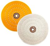 LINE10 Tools Buffing Wheel for Bench Grinder, Set of 2, 6 Inch, Yellow Firm and White Soft, Extra Thick