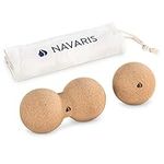 Navaris Cork Massage Set - Rollers for Back and Muscles - Different Sets Available with Choice of Shapes Like Peanut Roller, Massage Ball, Mini Roller