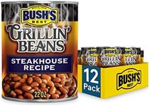 BUSH'S BEST Canned Steakhouse Recipe Grillin' Beans (Pack of 12), Source of Plant Based Protein and Fiber, Low Fat, Gluten Free, 22 oz