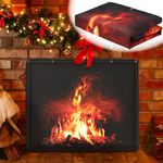 HOXHA Insulated Fireplace Cover Decorative Fireplace Blanket Draft Stopper Stopps Heat Loss Magnetic Indoor Fireplace Blocker for Iron Brick Stone Fireplace Save Energy, Flame/39 x32