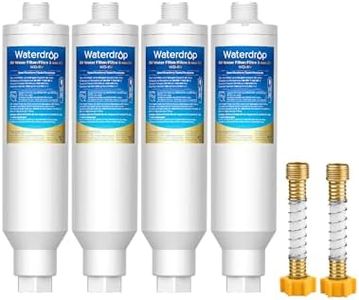 Waterdrop RV Water Filter, NSF Certified, Reduces Chlorine, Bad Taste, Odor, 4 Pack with 2 Flexible Hose Protector
