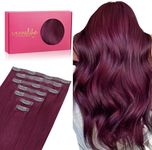 WENNALIFE Seamless Clip In Hair Extensions Human Hair, 16 Inch 130g 7pcs Light Burgundy Real Hair Extensions Clip in Human Hair Invisible PU Skin Weft Natural Remy Human Hair Extensions