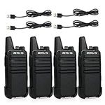 Retevis RT622 Walkie Talkie, Mini Walkie Talkies for Adults Long Range, VOX, PMR446 Radios Walkie-Talkies Rechargeable, Professional 2 Way Radio for Retail, Restaurants(Black, 4 Pack)