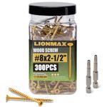 LIONMAX Wood Screws 2-1/2 Inch, Deck Screws #8 x 2-1/2", 300 PCS, Rust Resistant, Epoxy Coated, Exterior Wood Screw, Outdoor Decking Screws, Torx/Star Drive Head, T25 Star Bit Included, Tan