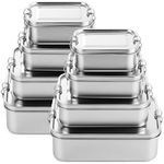 Umigy 8 Pcs Stainless Steel Bento Box Metal Lunch Box Food Storage Containers Metal Lunch Container, Lockable Clips to Leak Proof, Reusable Dishwasher Snack Boxes for Work, Picnic (4 Sizes)