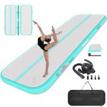 PPXIA Gymnastics Mat Inflatable Tumbling Mat 3M/4M/5M/6M Tumble Track, Air Gym Track with Electric Air Pump for Home Use/Cheerleading (Green, 400 * 100 * 20 CM)