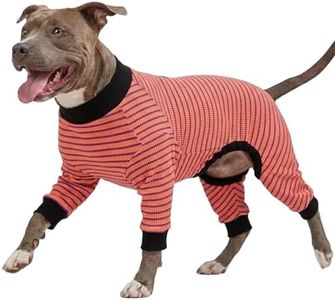 LovinPet Dog PJS Apparel for Medium Dogs, Pitbull Pure Cotton Pink Red and Purple Stripe Dog Shirt, 4-Legged Design, Full Body Coverage, Pajamas for Pitbulls, Onesies for Dogs, 2XL