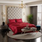 Stoa Paris Satin Comforter Double Bed with 300 TC Quick Dry Fabric Comforter, 2 Pillow Covers, Luxury Bedding Set, Diwali Decoration, Home Decor Gifting, for Couples, Wedding, Flirty Red