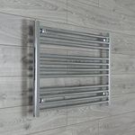 companyblue 800mm wide x 600mm high Heated Towel Rail Straight Flat Chrome Bathroom Warmer Radiator Rack Central Heating