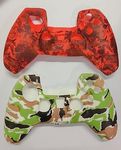 PSS 2 Pack Silicone Cover for PS5 Controller Skin Soft Rubber Protective Case Compatible with Playstation 5 DualSense Wireless Controller (Green Camo/Red Camo)