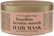 OGX Brazilian Keratin Smooth Hair Mask (300 ml) Moisturising Hair Mask with Keratin Protein for Frizzy, Curly or Wavy Hair