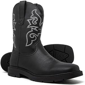 Canyon Trails Mens Square Toe Embroidered Durable Western Work Rodeo Cowboy Boots