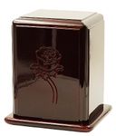 Casket Depot Vertical Mahogany with Floral Embossment Adult Cremation Urn, Holds 200 Cubic Inches, for Ashes