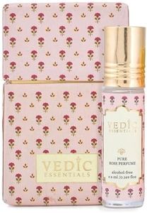 VEDIC ESSENTIALS Rose Perfume Roll-On with Natural Rose Oil - Alcohol-Free, Long-Lasting Natural Rose Oil Fragrance, Unisex, Travel-Size Perfume for Everyday Use - Vegan, Non-Toxic, Skin-Friendly, 6ml