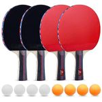 Ping Pong Paddle Set, Premium Rackets with Advanced Speed, Control and Spin, Portable Zipped Carrying Bag with 8 Ping Pong Balls and 4 Table Tennis Racket, Ideal for Beginners