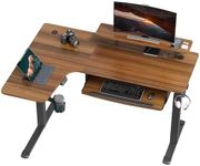 EUREKA ERGONOMIC Electric Standing Desk with Keyboard Tray 155x110cm Ergonomic L Shaped Height Adjustable Dual Motor Sit Stand Corner Computer Gaming Desk With Monitor Stand Easy Assembly Walnut left