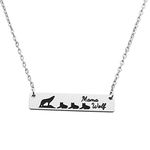 Eilygen Mama Wolf Necklace Personalized Engraved Mothers Bar Necklace Sweet Family Necklace for Mom (Wolf Mama 3)