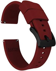 BARTON WATCH BANDS Quick Release Elite Silicone Watch Bands, Crimson Red & Black PVD Buckle, 22mm