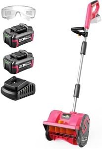 SnapFresh 20V Snow Shovel Cordless,12” Electric Snow Thrower kit,with 2 Pack 4.0Ah Batteries and Fast Charger(Pink)