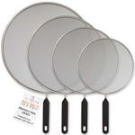 U.S. Kitchen Supply Set of 4 Classic Splatter Screens, 13", 11.5", 10", and 8" - Stainless Steel Fine Mesh, Comfort Grip Handles - Use on Boiling Pots Frying Pans - Grease Oil Guard, Safe Cooking Lid