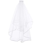 Ladies White 2 Tier Wedding Veil For Bride To Be Hen Night Novelty Fun Fancy Dress Accessories Bridal Veil Tulle Simple Ribbon Edge With Comb Hen Party