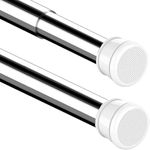 RAGGLE (150Cm To 290Cm) Shower Pole Extendable No Drill Tension Rods for Curtains Extendable Curtain Poles Shower Curtain Railfor Bathroom, Window, Door, Wardrobe (WHITE, 150-290CM)