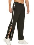 Deyeek Tear Away Pants for Men 2 Side Zippers Snap Off Full Open Sweatpants Post Leg Surgery Pant with Pockets Black