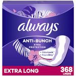 Always Xtra Protection Dailies, Extra Long Feminine Panty Liners, Unscented, 92 Count - Pack of 4 (368 Total Count)