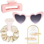 4 PCS Bridesmaid Proposal Gifts Bridesmaid Hair Clips Bridesmaid Scrunchies Bridesmaid Sunglasses Bridal Shower Gifts Silk Satin Soft Hair Accessories Bridesmaid Wedding Favor Women Girls(Pink)