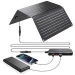 Ecosonique 20W/24W Portable Solar Panel Charger, DC 19V, USB-A QC 3.0, USB-C PD18W with Detachable Power Hub, ETFE IP67 Waterproof Foldable Solar Charger for Mobile Phone Power Station Hiking