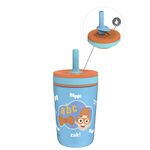 Zak Designs Blippi Kelso Toddler Cups for Travel or at Home, 12oz Vacuum Insulated Stainless Steel Sippy Cup with Leak-Proof Design is Perfect for Kids (Blippi)