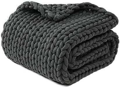 YnM Chunky Throw Blanket, Medium-Weight, Hand Knitted, Skin Friendly, Ventilated and Breathable, Machine Washable, Home Décor Piece for Couch, Sofa and Bed (Charcoal Grey, 50x70 Inch)