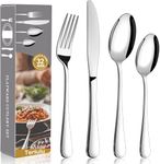 Cutlery Set, 32 Piece Stainless Steel Flatware Set Including Knives Forks Spoons Teaspoons, Service for 8, Dishwasher Safe/Easy Clean, Mirror Polished